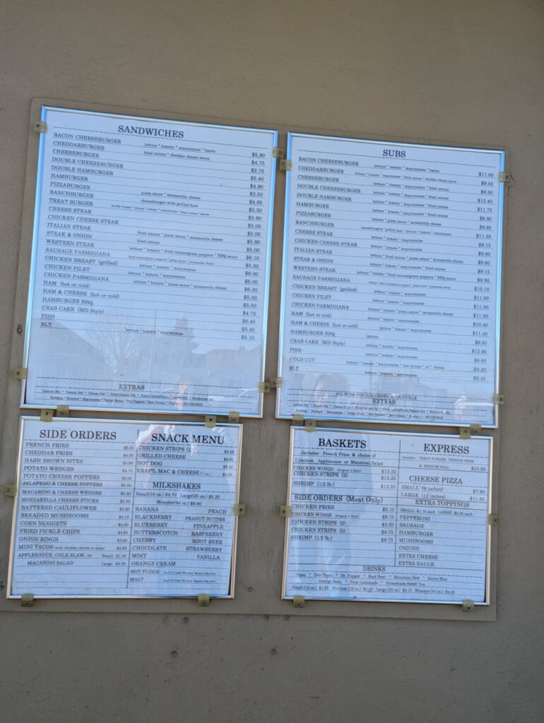 York Street Treat Inc Menu 1