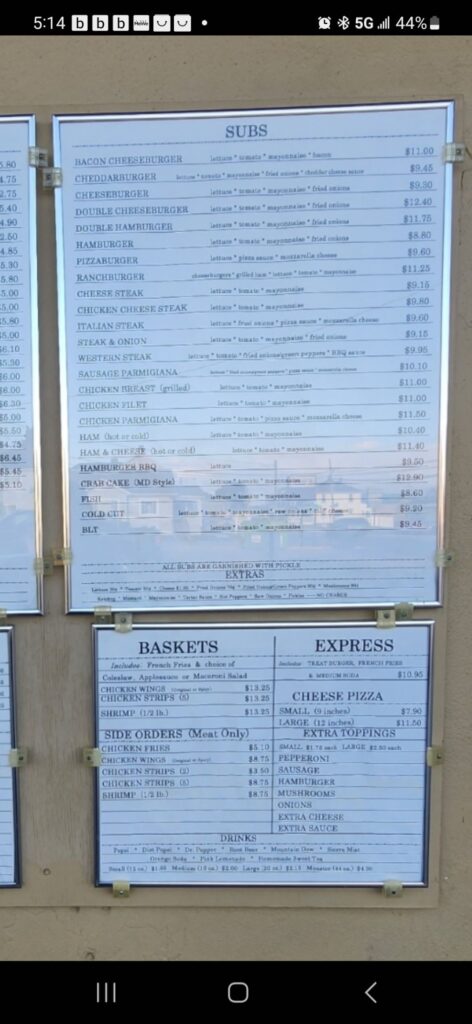 York Street Treat Inc Menu 5